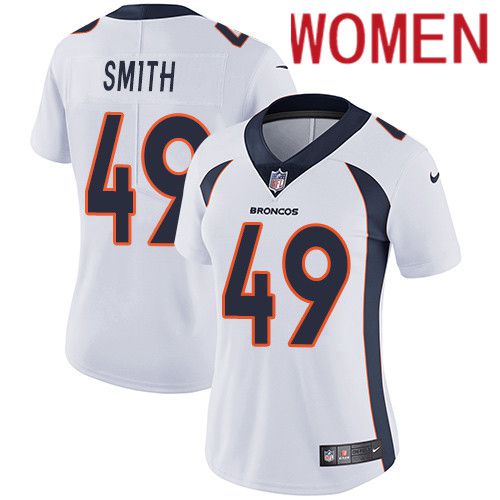 Women Denver Broncos 49 Dennis Smith White Nike Vapor Limited NFL Jersey